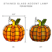9"H Phineas the Pumpkin Orange Stained Glass Accent Lamp