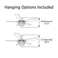 52"W Monroe 5-Blade Remote-Controlled Ceiling Fan: Amber/Aqua/Blue