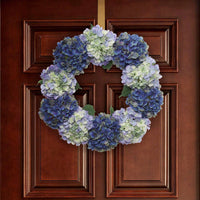 24" Mixed Blue Hydrangea Wreath - Lifelike Floral Decor