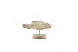 Wood Fish Sculpture on Stand