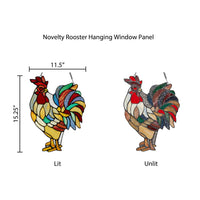 15.25"H Roland the Red Rooster Stained Glass Window Panel