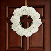 Cloud White Hydrangea Wreath: 24" Wide With Grapevine Ring