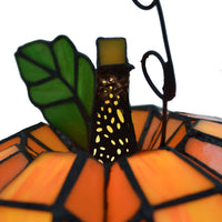 9"H Phineas the Pumpkin Orange Stained Glass Accent Lamp