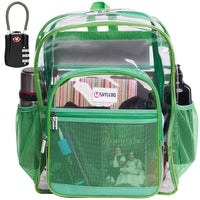 Clear Backpack For School XL | Top YKK® Zip | Green Rhino: Green Rhino