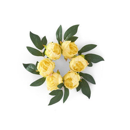 12.75 Inch Yellow Real Touch Peony Candle Ring (4Diameter)