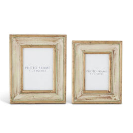 Gold and Patina Green Handmade Carved Wood Frame