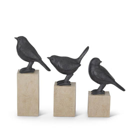 Resin Faux Cast Iron Bird on Wood Block