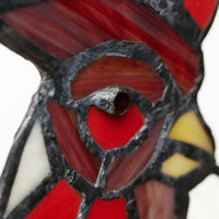 15.25"H Roland the Red Rooster Stained Glass Window Panel