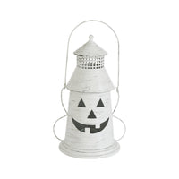 Distressed White Pumpkin Lantern Candle Holder 12x8x6