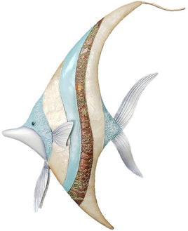 Seaside Bannerfish Wall Art 12" - Metal & Capiz Art
