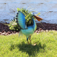 Pierre the Flying Pelican Outdoor Metal Planter Statue