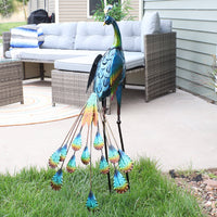 Peacock Outdoor Metal Garden Statue - 34.5 in