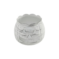 White Scalloped Jack-O'-Lantern Candle Holder Fall Decor