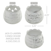 White Scalloped Jack-O'-Lantern Candle Holder Fall Decor