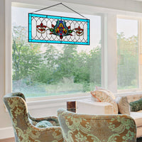 30"L Victorian Stained Glass Pub Window Panel