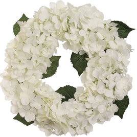 White Hydrangea Wreath, 12 Hydrangea Heads, 18" Faux