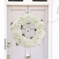Cloud White Hydrangea Wreath: 24" Wide With Grapevine Ring