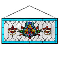 30"L Victorian Stained Glass Pub Window Panel