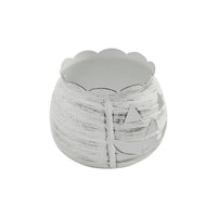 White Scalloped Jack-O'-Lantern Candle Holder Fall Decor