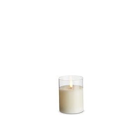 3" X 4" CLEAR GLASS PILLAR CANDLE Ivory/Gold