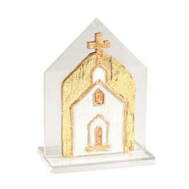 Gold Church On Gold Painted Acrylic Church