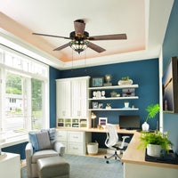 52"W Monroe 5-Blade Remote-Controlled Ceiling Fan: Amber/Aqua/Blue