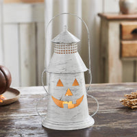 Distressed White Pumpkin Lantern Candle Holder 12x8x6