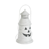 Distressed White Pumpkin Lantern Candle Holder 12x8x6