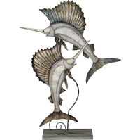 Beige Splendor Sailfish Pair On Stand 19.5X26"