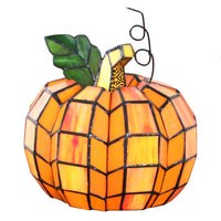 9"H Phineas the Pumpkin Orange Stained Glass Accent Lamp