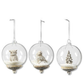 Glass Ornament With Resin Woodland Animal