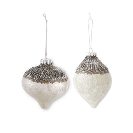 Glass Birch Bark Onion and Teardrop Ornament