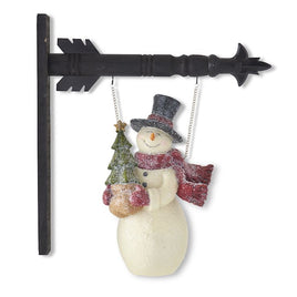13.5 Inch Resin Glittered Vintage Snowman Arrow