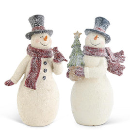 8.5 Inch Glittered Resin Vintage Snowman