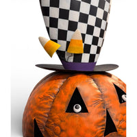 Metal Crazy Halloween Pumpkin w/ Planter Hat 28.75"