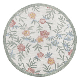 Raelyn Vintage Floral Hand-Tufted Wool Round Indoor Area Rug: Ivory/Sage / 4' Round
