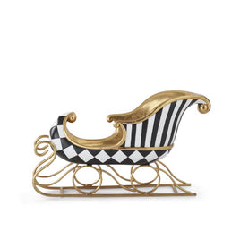 14 Inch Resin Gold Gilded Black and White Harlequin Decor