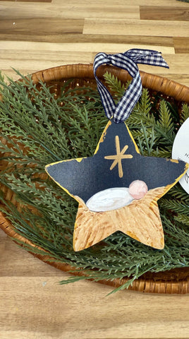 Hand Embellished Jesus Star Wood Ornament