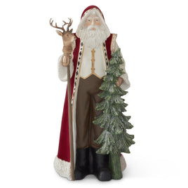 19.5 Inch Santa w/Burgundy Cape & Green Tree