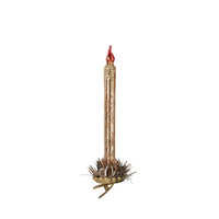 7.25 Inch Gold Glass Taper Candle Ornament w/Branch Clip