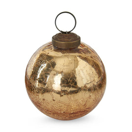 3 Inch Gold Crackled Glass Ornament