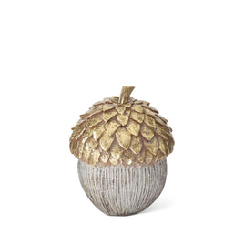 5.25 Inch Gold and Glittered Brown Whitewashed Acorn