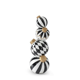 15.75 Inch Black White and Gold Resin Stacked Ornaments