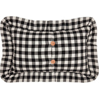 Vintage Check Black Ruffled Pillow Cover 20Lx12W