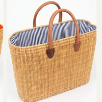 Patriotic Rattan Market Basket: Large / Navy Ticking Stripe