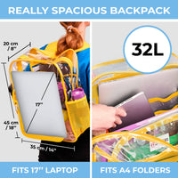 Clear Backpack For School XL | Top YKK® Zip | Yellow Rhino: Yellow Rhino