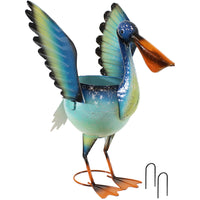 Pierre the Flying Pelican Outdoor Metal Planter Statue