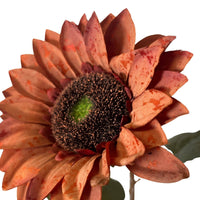 Vintage Fabric Sunflower Stem 27" - Rust