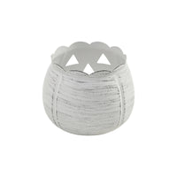 White Scalloped Jack-O'-Lantern Candle Holder Fall Decor
