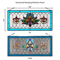 30"L Victorian Stained Glass Pub Window Panel